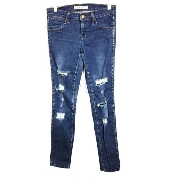 J Brand Medium Wash Distressed Skinny Jeans 25 - Picture 1 of 4